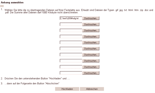 Hochladen eines Anhangs